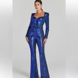 Marissa Sequin Jumpsuit in Blue